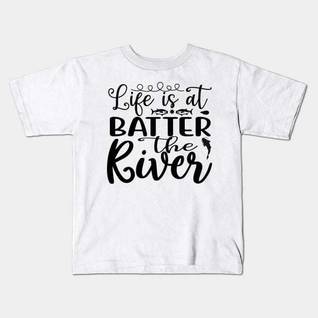 Wishing I Was Fishing - Less Talk More Fishing - Gift For Fishing Lovers, Fisherman - Black And White Simple Font Kids T-Shirt by Famgift